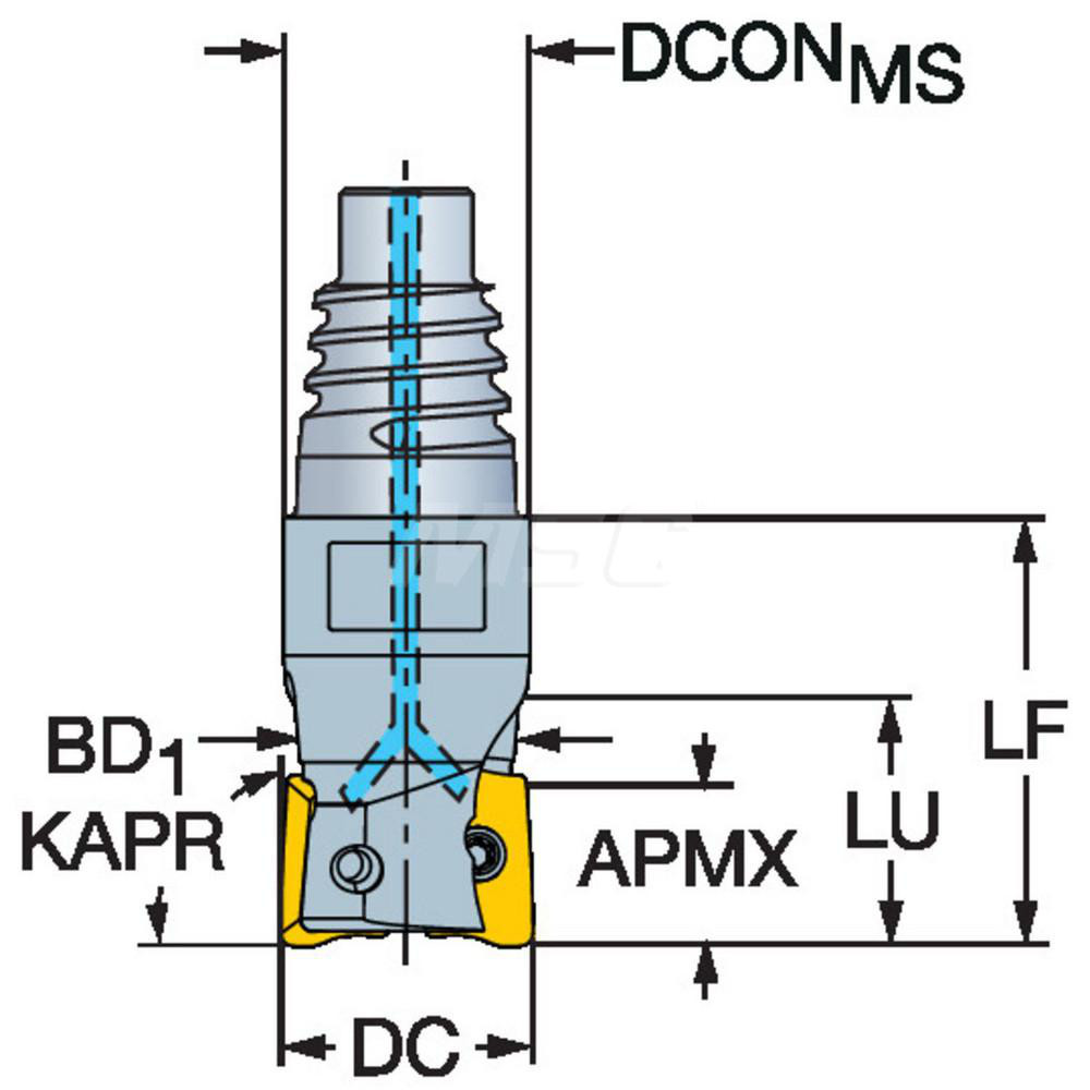 Sandvik Coromant 1" Cut Dia, 0.9646" Arbor Hole Dia, 0.394" Max Depth, Indexable Square-Shoulder Face Mill - 6416914
