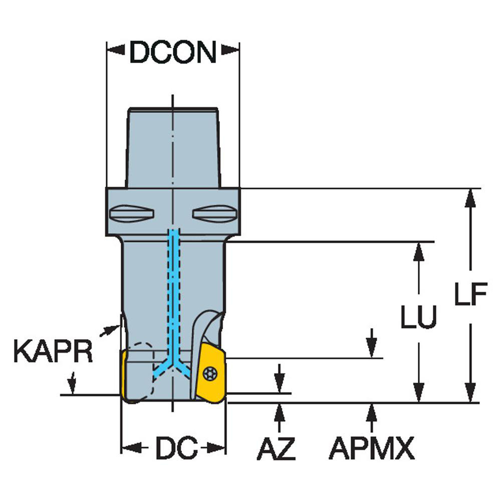 Sandvik Coromant 44mm Cut Dia, 40mm Arbor Hole Dia, 12mm Max Depth, Indexable Square-Shoulder Face Mill - 5912560