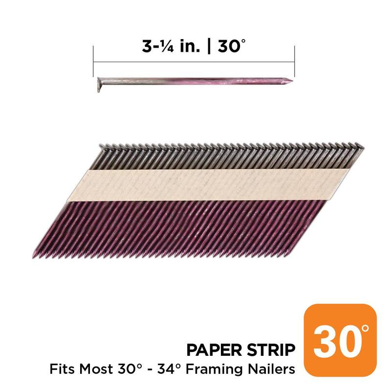 PRO-FIT 3-1/4 in. x 0.131 30-Degree Bright Finish Smooth Shank Paper Tape Framing Nails (2500-Per Box) - 0600290