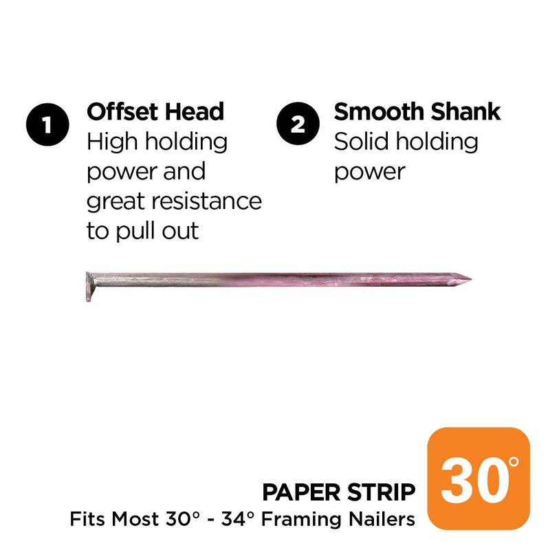 PRO-FIT 3-1/4 in. x 0.131 30-Degree Bright Finish Smooth Shank Paper Tape Framing Nails (2500-Per Box) - 0600290