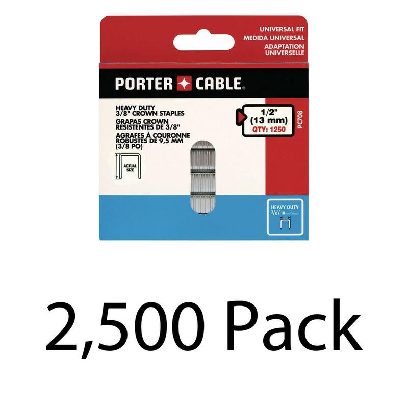 Porter-Cable 3/8 in. x 1/2 in. Glue Collated Crown Staple 2 Boxes (1250 per Box) - PC708X2