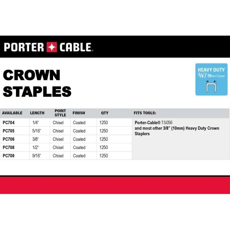 Porter-Cable 3/8 in. x 1/2 in. Glue Collated Crown Staple 2 Boxes (1250 per Box) - PC708X2