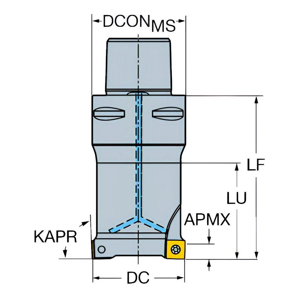 Sandvik Coromant 40mm Cut Dia, 63mm Arbor Hole Dia, 10mm Max Depth, Indexable Square-Shoulder Face Mill - 5829344