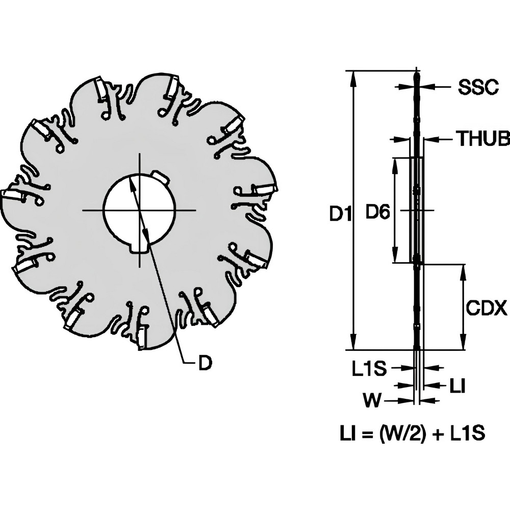 Kennametal Indexable Slotting Cutter: 2.70 mm Cutting Width, 100.00 mm Cutter Dia, Arbor Connection, 32.20 mm Depth of Cut, 32.20 mm Depth of Cut, 22.00 mm Shank Dia, Neutral - 5614831