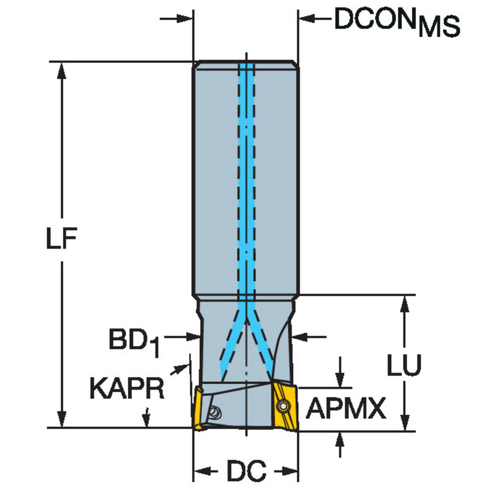 Sandvik Coromant Indexable Square-Shoulder End Mill: R390-012A12-07M, 12 mm Cut Dia, 5.8 mm Max Depth of Cut, 12 mm Dia Cylindrical Shank - 6851088