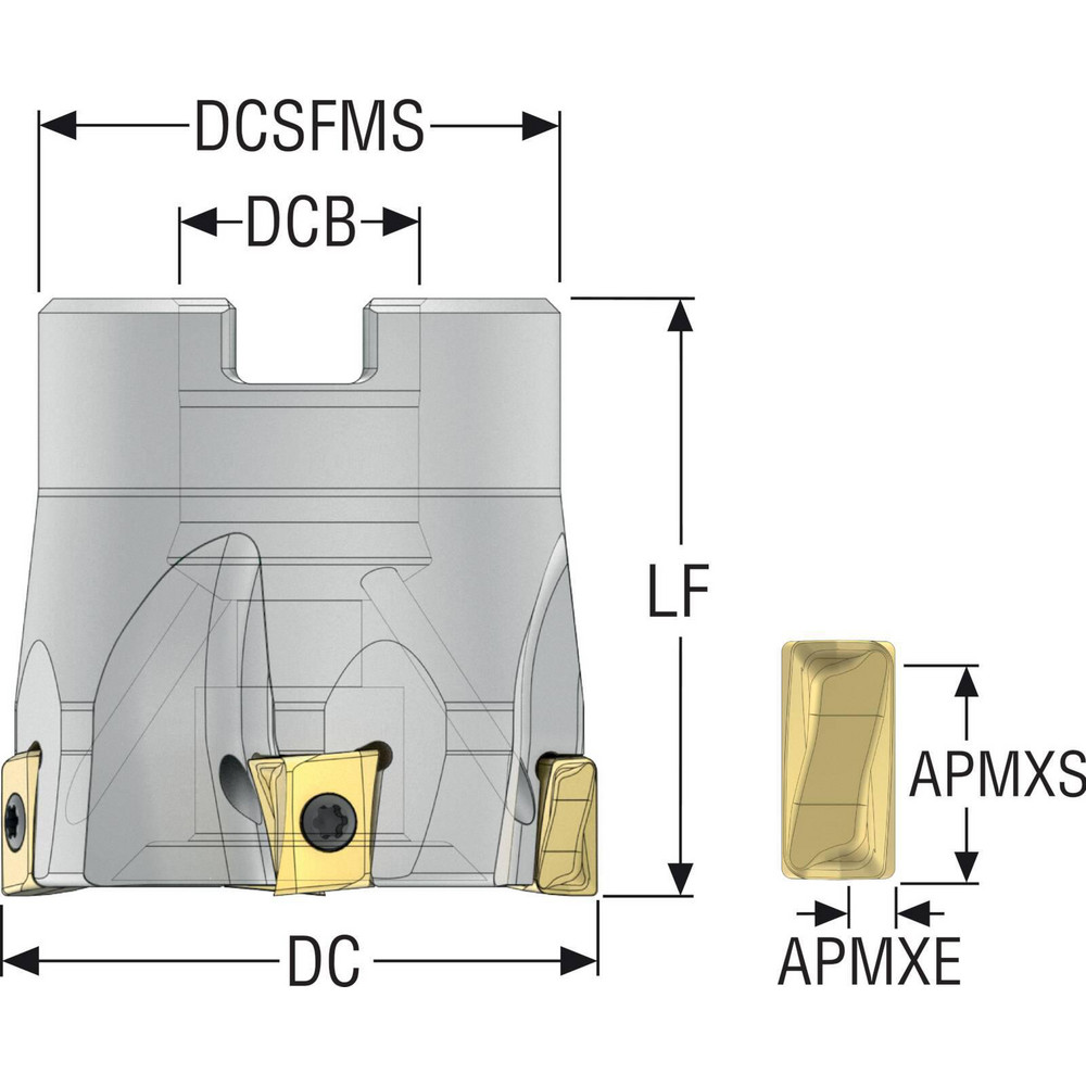 Seco 40mm Cut Dia, 16mm Arbor Hole Dia, 8mm Max Depth, Indexable Square-Shoulder Face Mill - 02827546