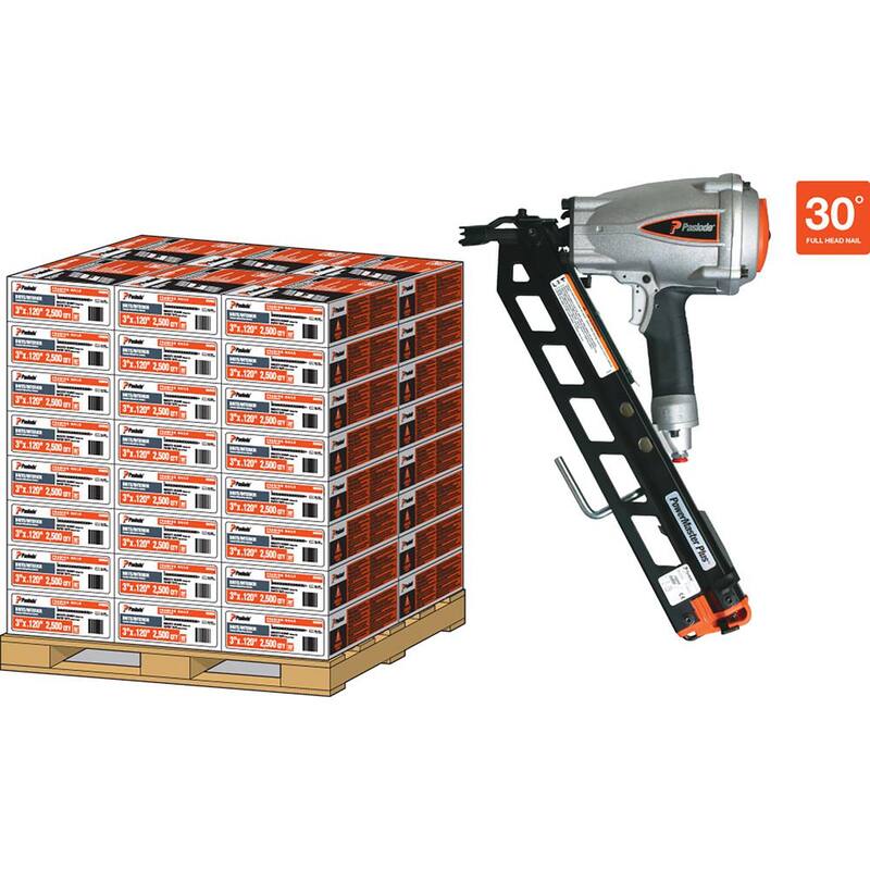 Paslode 3 in. x 0.131-Gauge 30-Degree Brite Smooth Paper-Taped Framing Nails with PMPlus Nailer (2500 per Box) - 650830P
