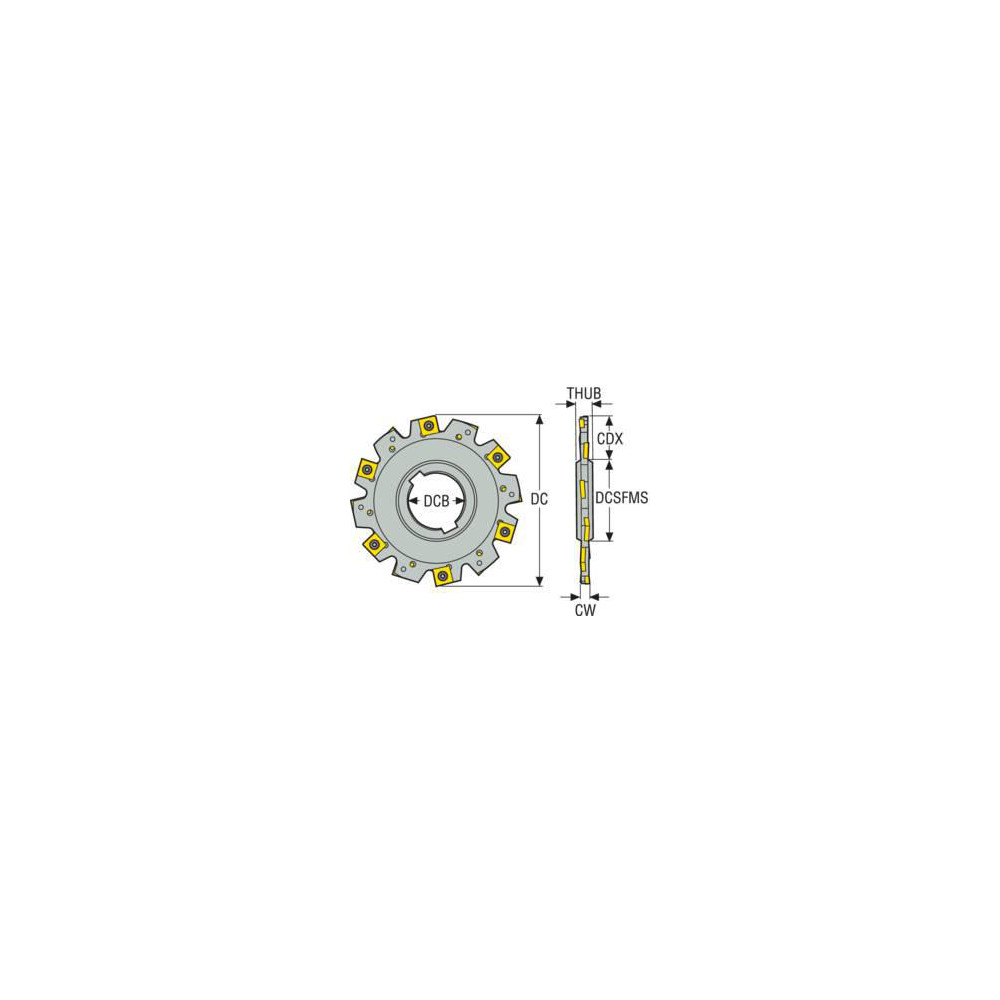 Seco Indexable Slotting Cutter: 1/4" Cutting Width, 8" Cutter Dia, Arbor Connection, 2.5120" Depth of Cut, 38.10 mm Hole Dia, Neutral - 02869724