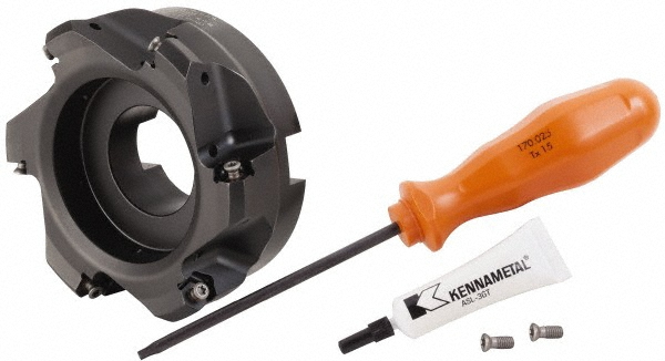 Iscar 4.49" Cut Dia, 1-1/2" Arbor Hole, 0.138" Max Depth of Cut, 45° Indexable Chamfer & Angle Face Mill - 3105683