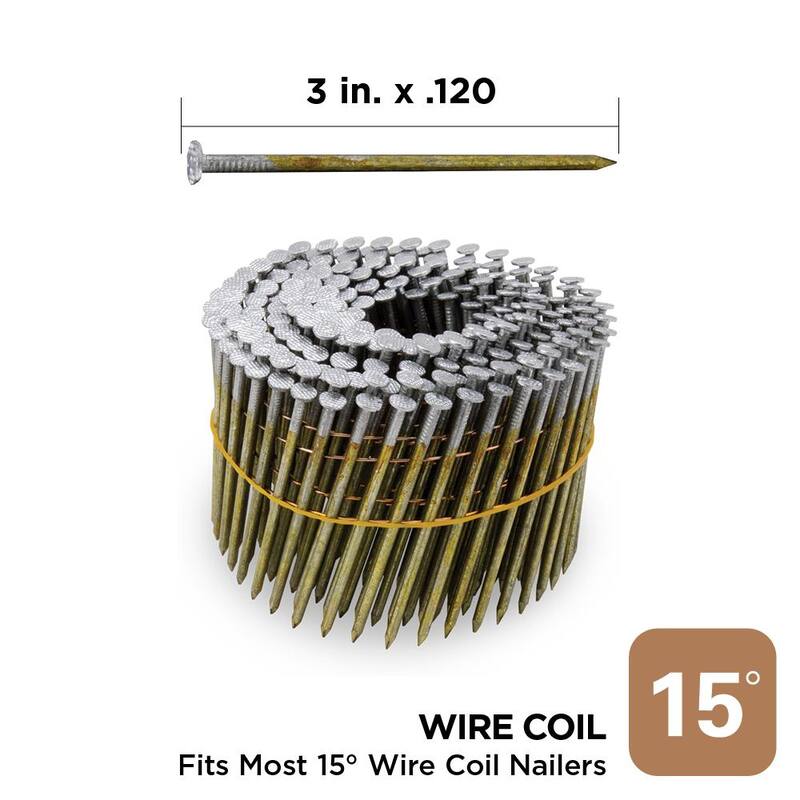 PRO-FIT 3 in. x 0.120 15-Degree Hot Dipped Galvanized Smooth Shank Wire Coil Framing Nails (2500 -Per Box) - 0616870