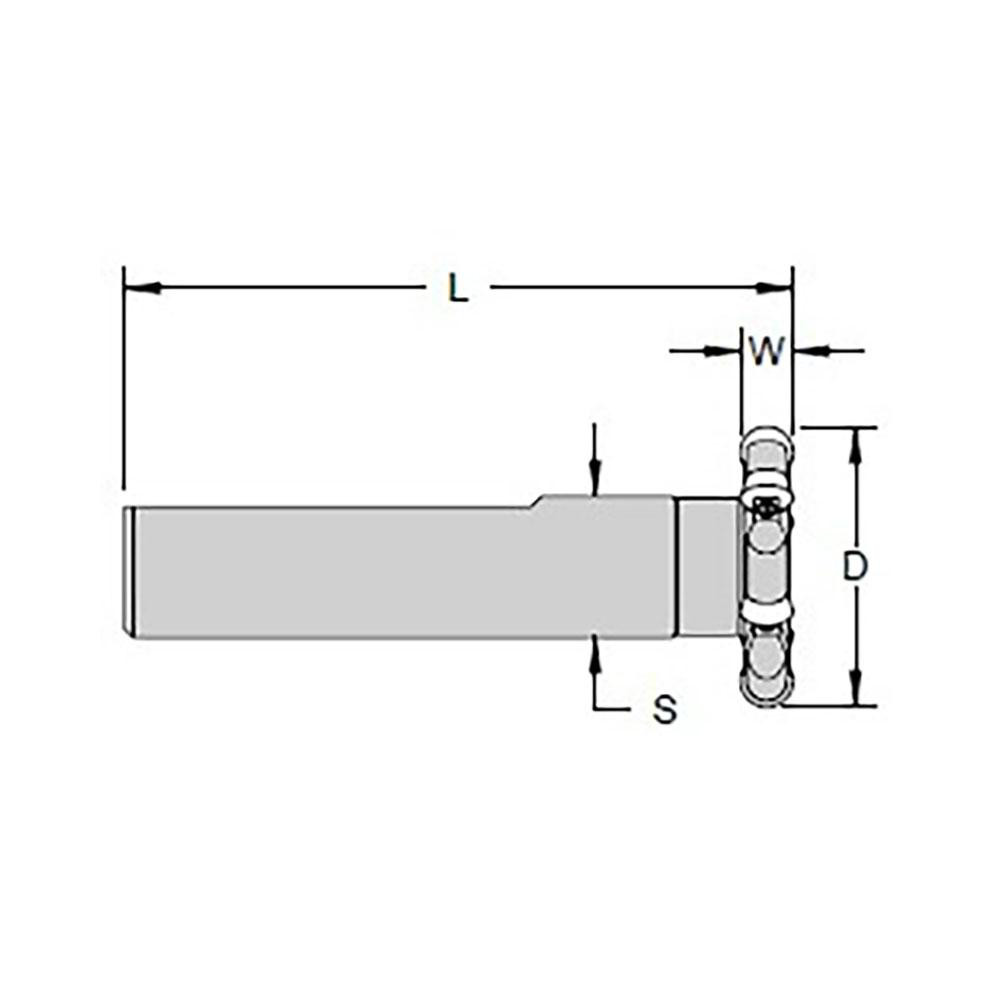 Cutting Tool Technologies Indexable Slotting Cutter: 3/16" Cutting Width, 1-1/2" Cutter Dia, Shank Connection, 0.3700" Depth of Cut, 3/4" Shank Dia, 4.3120" Shank Length, Neutral - RT-070