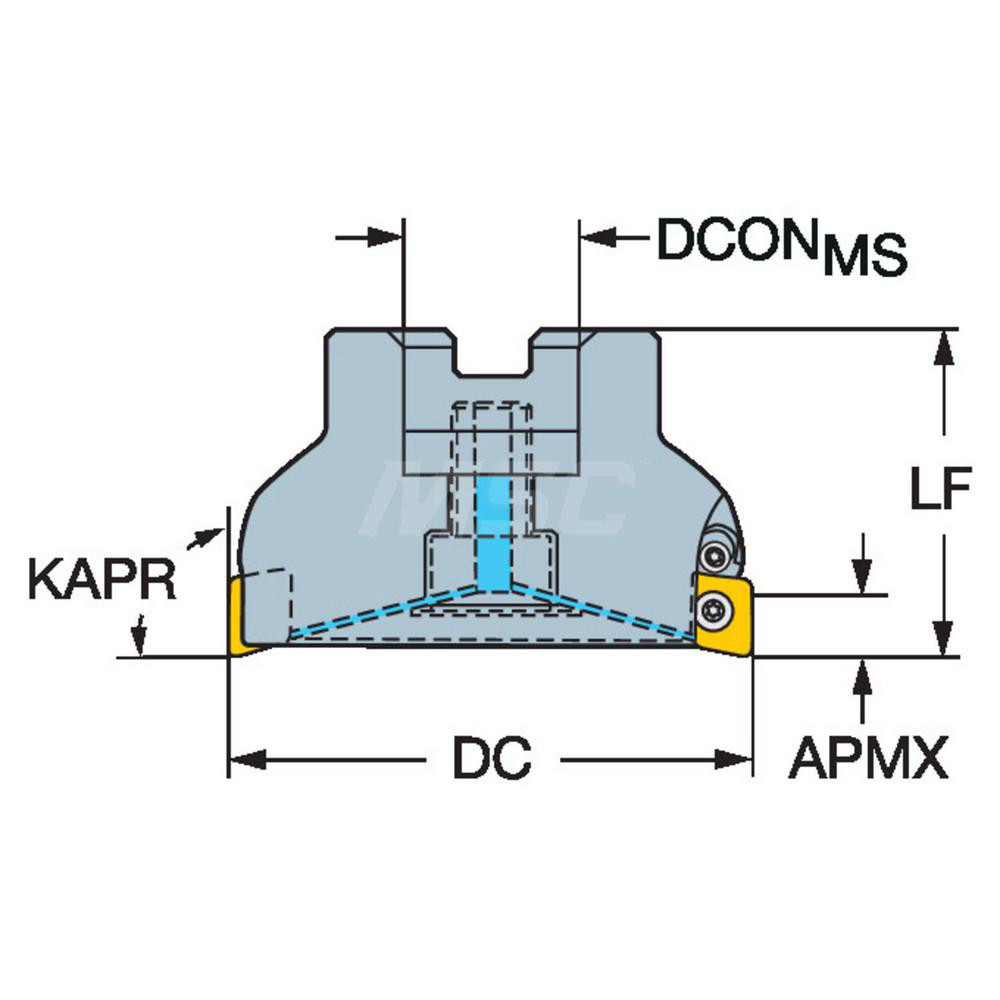 Sandvik Coromant 5" Cut Dia, 1-1/2" Arbor Hole Dia, 11mm Max Depth, Indexable Square-Shoulder Face Mill - 5740381