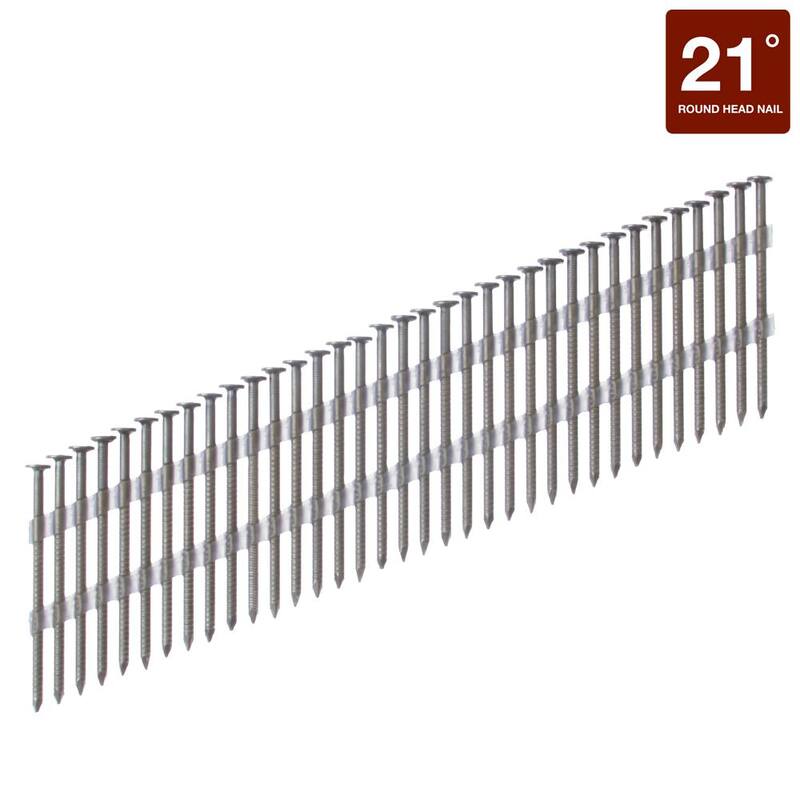 Paslode 2-3/8 in. x 0.113-Gauge 21-Degree Brite Ring Shank Plastic Collated Framing Nails (2000 per Box) - 211332
