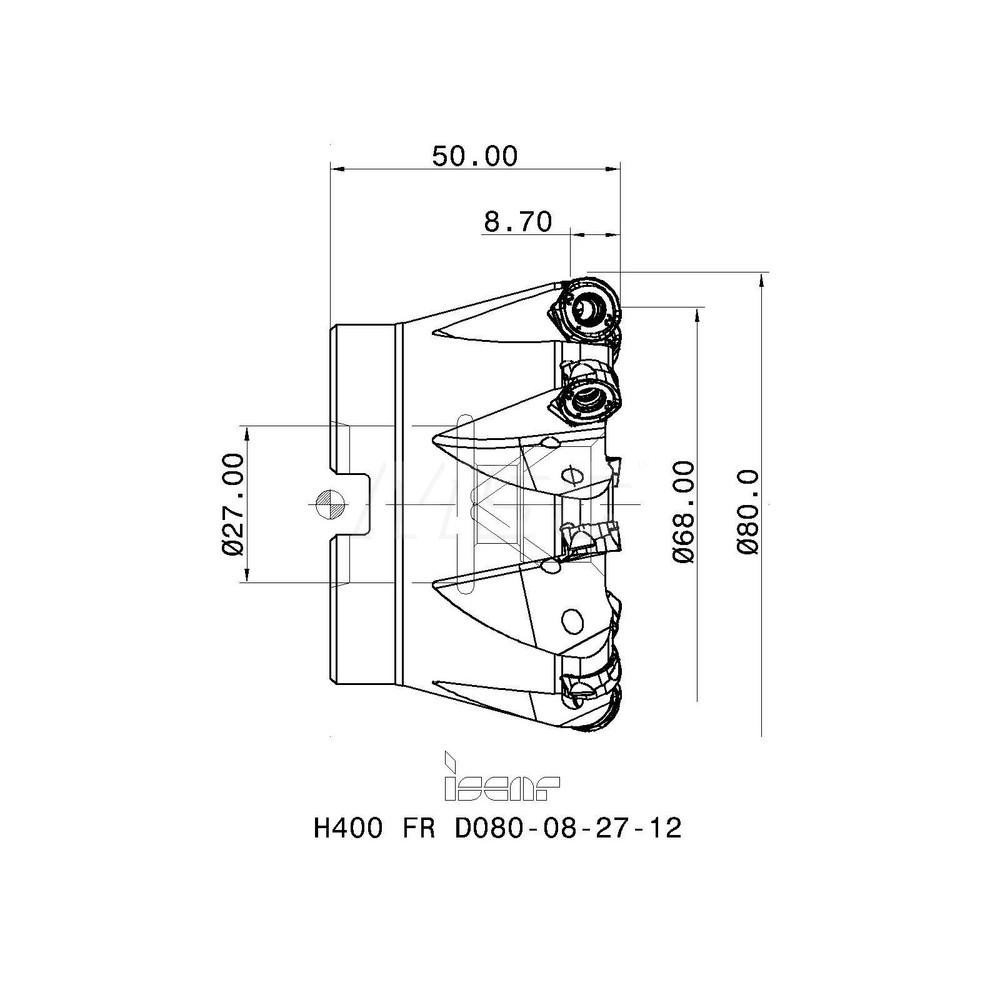Iscar Indexable Copy Face Mill: 80 mm Max Cut Dia, 27 mm Arbor Hole - 3105951