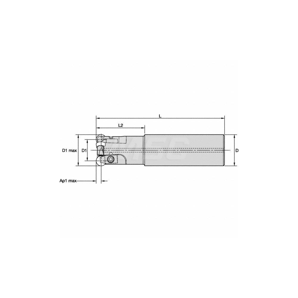 Kennametal Indexable Copy End Mill: 1-1/2" Cut Dia, 0.249" Max Depth of Cut, Through Coolant - 1775728
