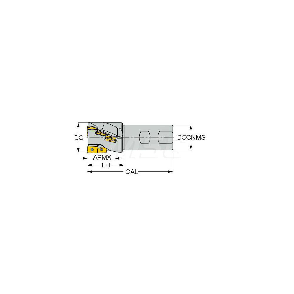 Iscar Indexable Square-Shoulder End Mill: 3MAXKD1.00102W10013, 1" Cut Dia, 0.96" Max Depth of Cut, 1" Dia Weldon Flat Shank - 3101572