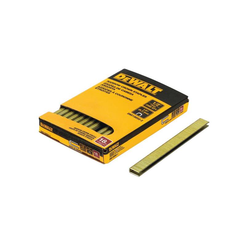 DEWALT 1/2 in. 18-Gauge Glue Collated 1/4 in. Crown Staples 2 Boxes (2500 per Box) - DNS18050-2X2