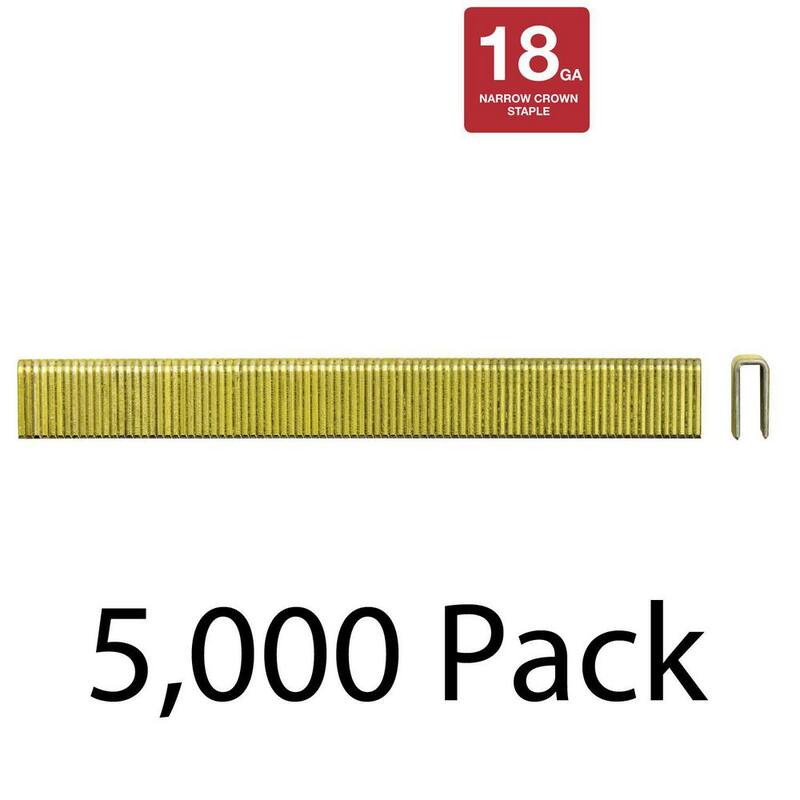 DEWALT 1/2 in. 18-Gauge Glue Collated 1/4 in. Crown Staples 2 Boxes (2500 per Box) - DNS18050-2X2
