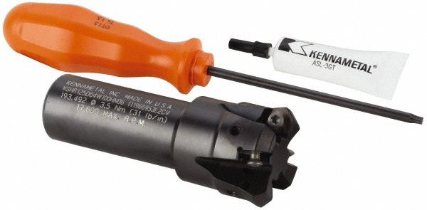 Kennametal 45° Lead Angle, 31.75mm to 1.572" Cut Dia, 0.669" Shank Dia, Indexable & Chamfer End Mill - 4130385