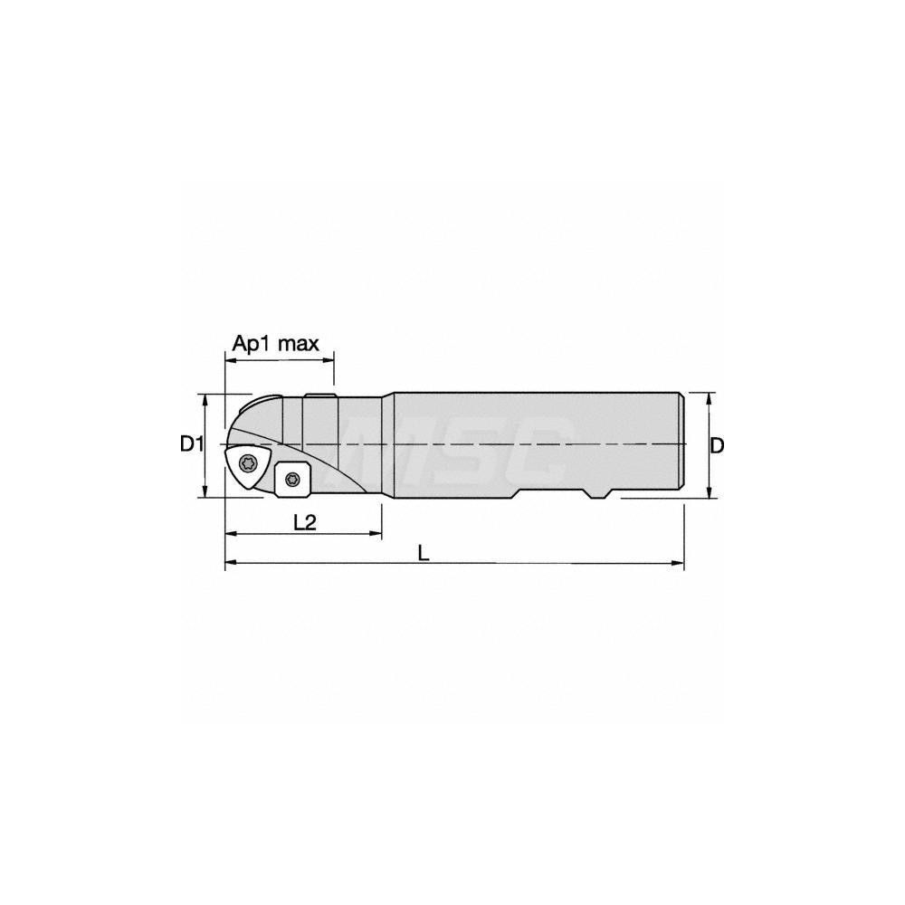 Kennametal Indexable Ball Nose End Mill: 1-1/2" Cut Dia, 5.68" OAL - 1253264