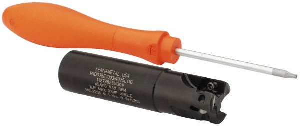 Kennametal Indexable Square-Shoulder End Mill: M1D075E1003W075L110, 3/4" Cut Dia, 0.398" Max Depth of Cut, 3/4" Dia Weldon Flat Shank - 3742554