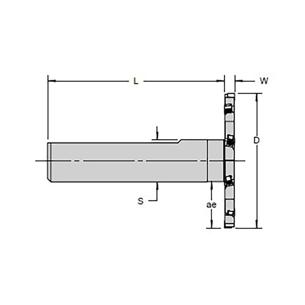 Cutting Tool Technologies Indexable Slotting Cutter: 1/4" Cutting Width, 2" Cutter Dia, Shank Connection, 0.5000" Depth of Cut, 1" Shank Dia, 5.2500" Shank Length, Neutral - DSSC-040