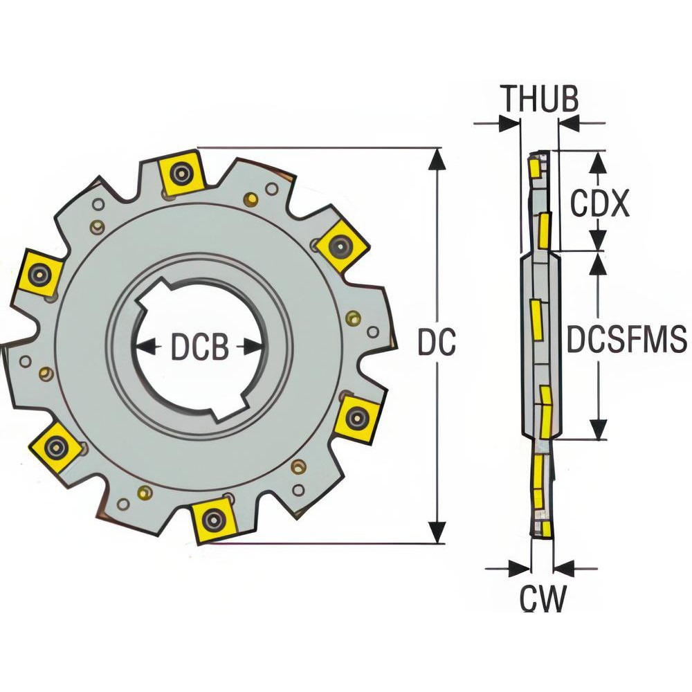 Seco Indexable Slotting Cutter: 6.00 mm Cutting Width, 100.00 mm Cutter Dia, Arbor Connection, 25.60 mm Depth of Cut, 25.60 mm Depth of Cut - 75011284