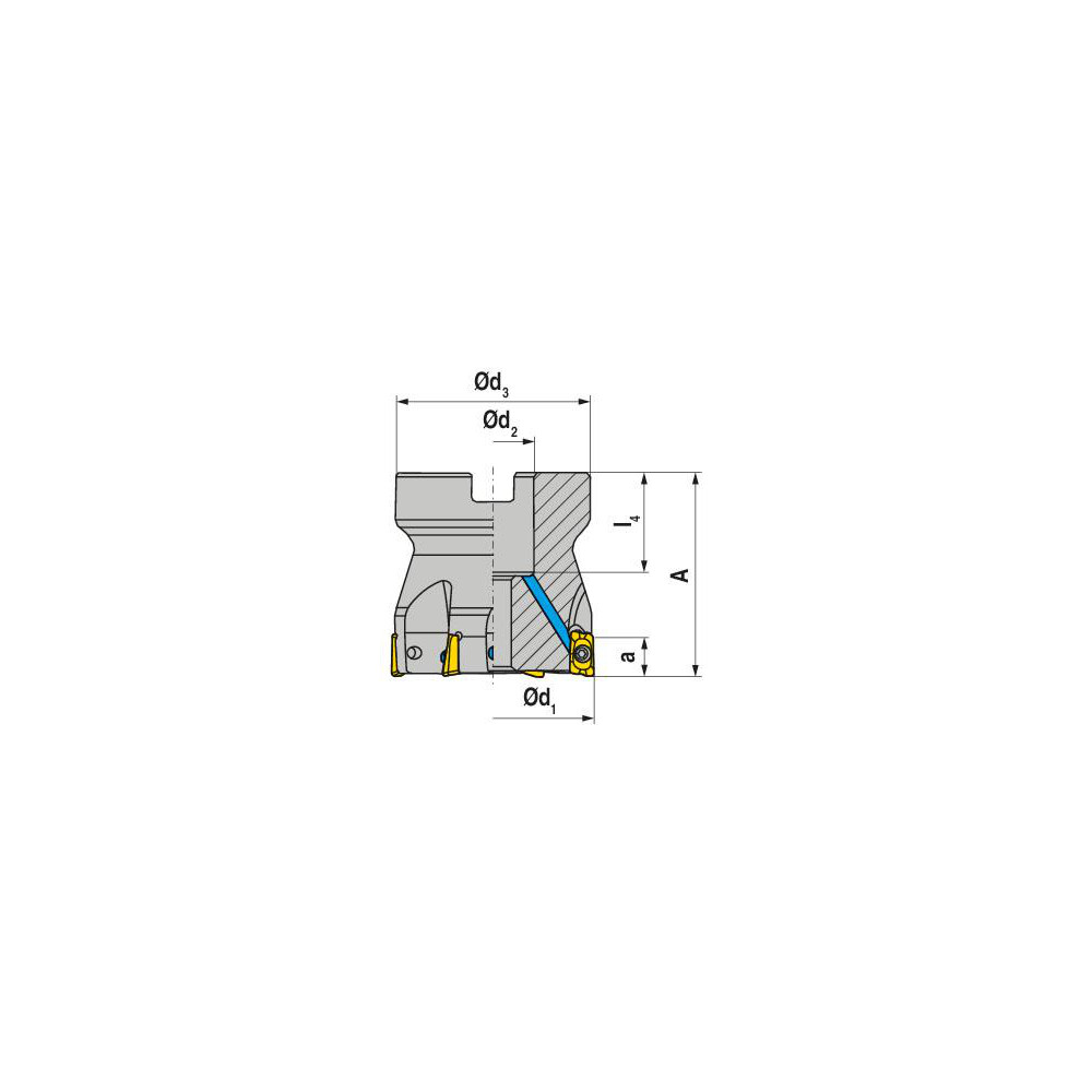 Ceratizit Indexable Square-Shoulder Face Mill:  A491150R0309A050175EF,  1-1/2'' Cut Dia,  0.5000" Arbor Hole Dia,  0.2360" Max Cutting Depth - 5877615003