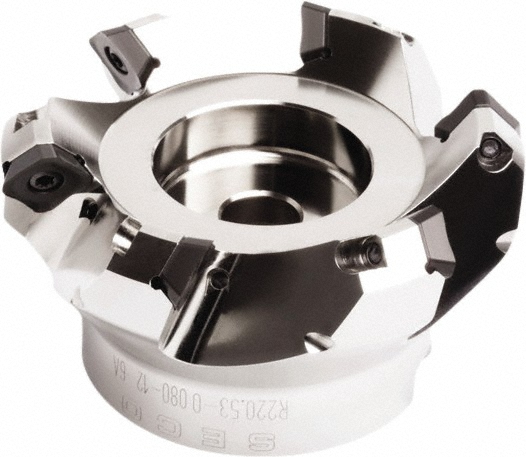 Seco 3.78" Cut Dia, 1" Arbor Hole, 0.295" Max Depth of Cut, 45° Indexable Chamfer & Angle Face Mill - 02486638
