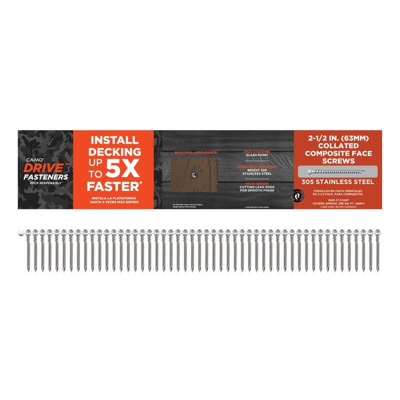 CAMO #10 x 2-1/2 in. Stainless Steel Star Flat-Head Drive Collated Composite Deck Screw (1000-Count) - 0395080