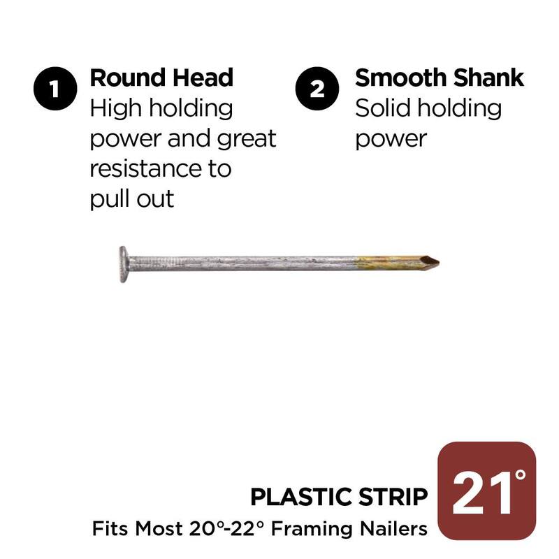 PRO-FIT 2-3/8 in. x 0.113 21-Degree Bright Finish Smooth Shank Plastic Strip Framing Nails (5000 -Per Box) - 0616150