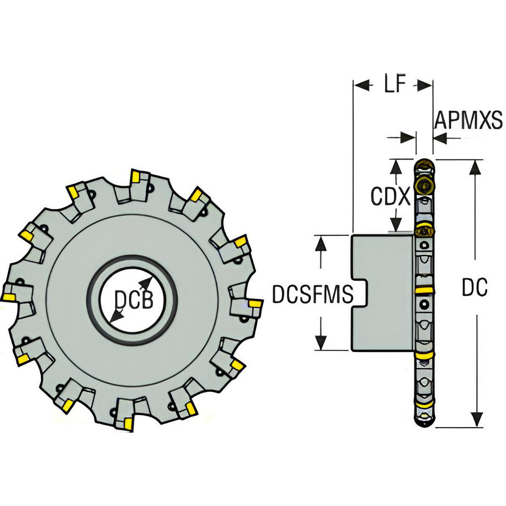 Seco Indexable Slotting Cutter: 0.2360" Cutting Width, 8.0000" Cutter Dia, Arbor Connection, 2.2240" Depth of Cut, 1.5000" Hole Dia, Right Hand - 02740911