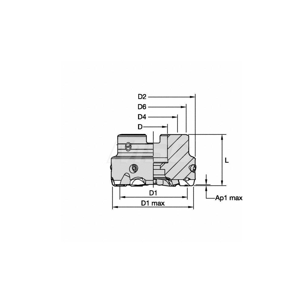 Kennametal 160mm Cut Dia, 40mm Arbor Hole Dia, 1mm Max Depth, Indexable Square-Shoulder Face Mill - 1893756