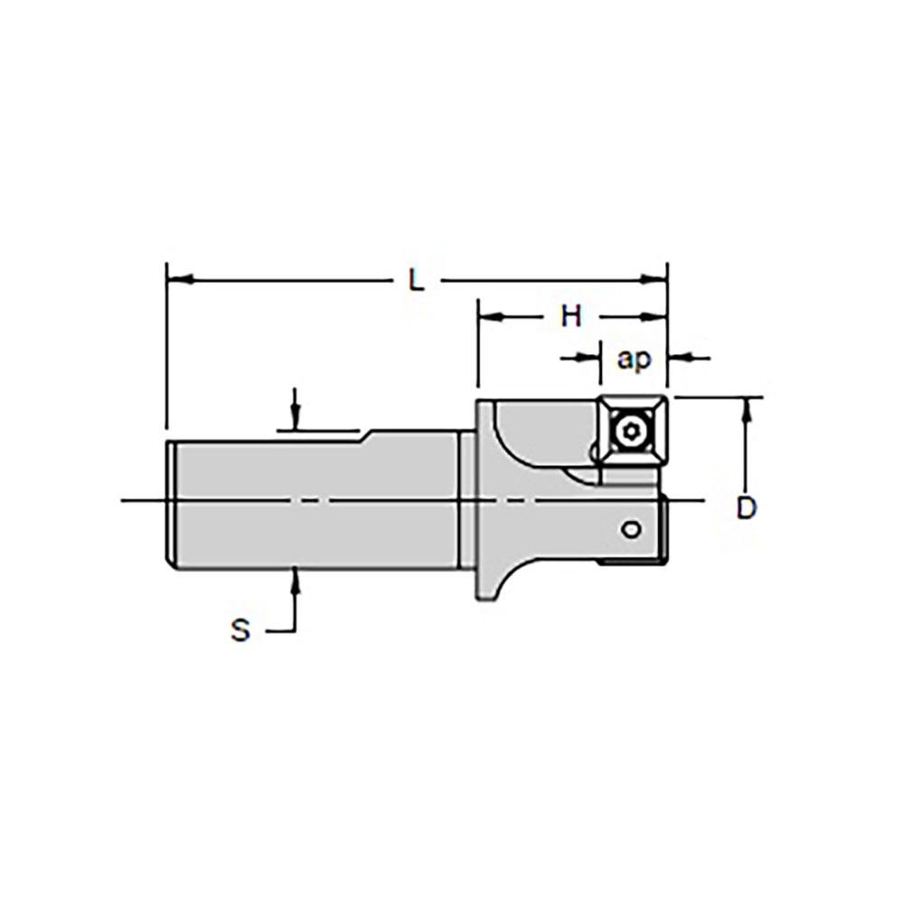 Cutting Tool Technologies Indexable Square-Shoulder End Mill: .500X .500 SH. DRM-010, 1/2" Cut Dia, 0.23" Max Depth of Cut, 1/2" Dia Flatted Shank - DRM-010