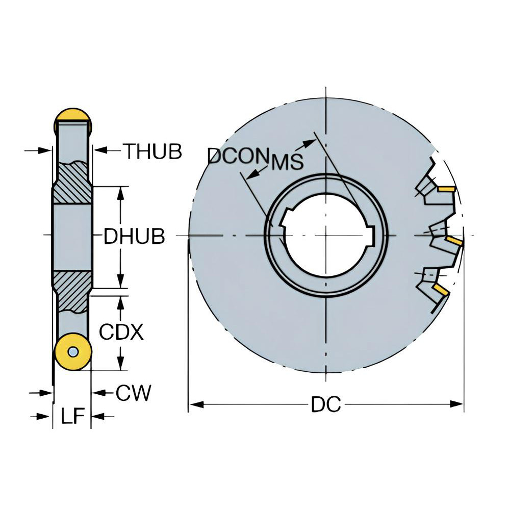 Sandvik Coromant Indexable Slotting Cutter: 10.00 mm Cutting Width, 127.00 mm Cutter Dia, Arbor Connection, 35.00 mm Depth of Cut, 35.00 mm Depth of Cut, Neutral - 5737697