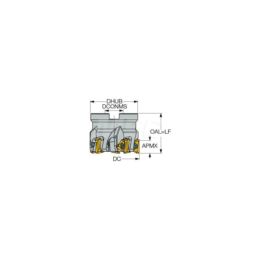 Iscar 4" Cut Dia, 1-1/2" Arbor Hole Dia, 0.531" Max Depth, Indexable Square-Shoulder Face Mill - 3106647