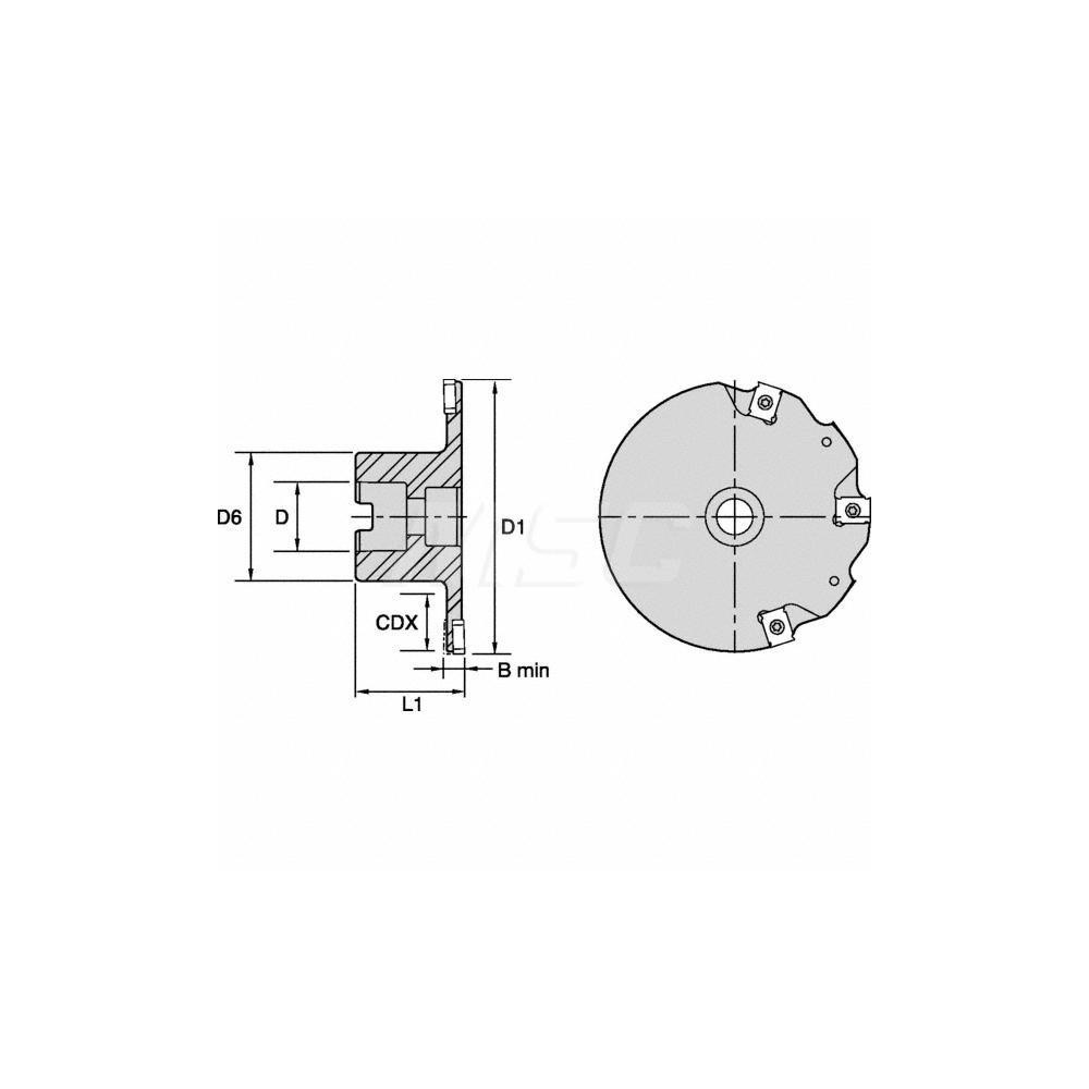Kennametal Indexable Slotting Cutter: 1/4" Cutting Width, 4" Cutter Dia, 0.9420" Depth of Cut, 1" Shank Dia - 1025861