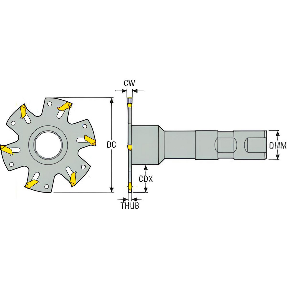 Seco Indexable Slotting Cutter: 2.25 mm Cutting Width, 63.00 mm Cutter Dia, Weldon Connection, 15.01 mm Depth of Cut, 15.01 mm Depth of Cut, 25.00 mm Shank Dia, Right Hand - 75034462