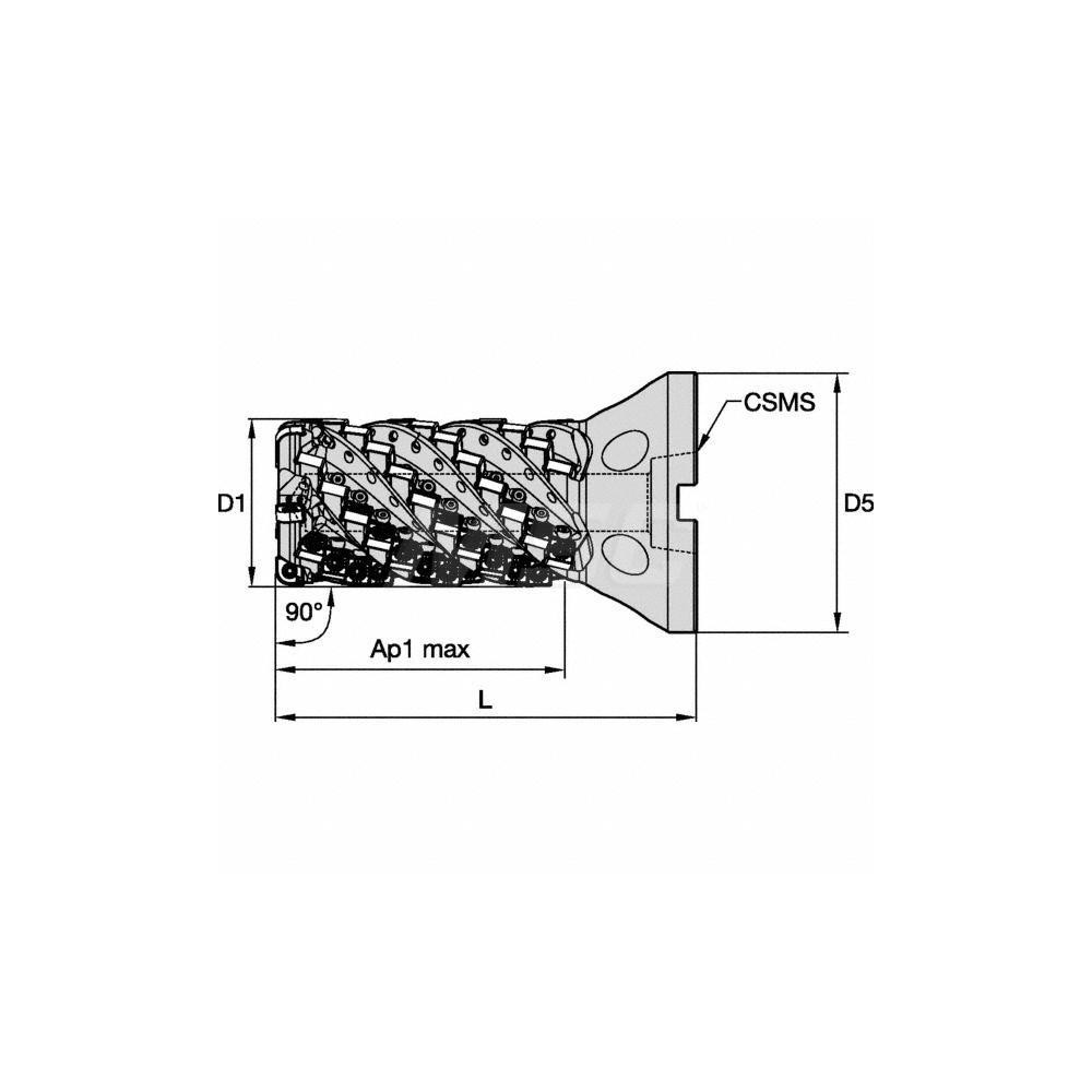Kennametal 3" Cut Dia, 4-5/8" Arbor Hole Dia, 5.2079" Max Depth, Indexable Square-Shoulder Face Mill - 6456648