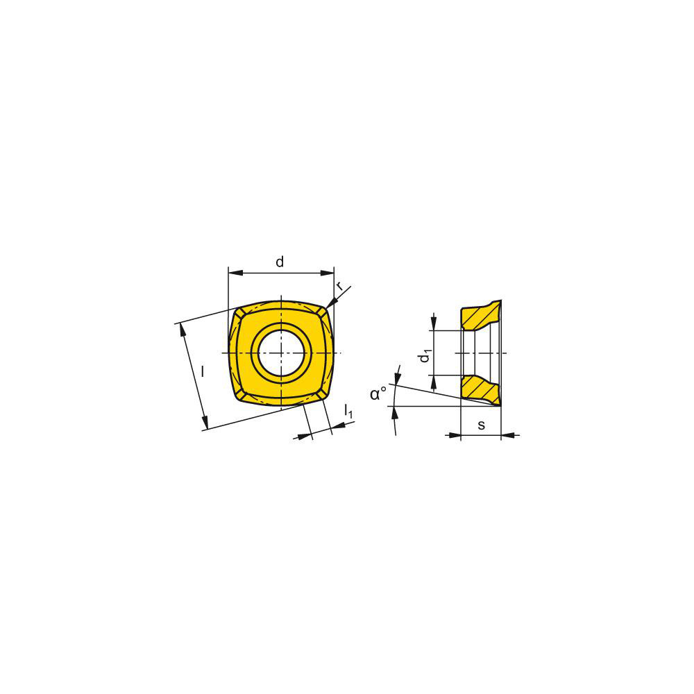 Ceratizit Indexable Square-Shoulder Face Mill:  AHSC200R0319A075175EF,  2'' Cut Dia,  0.7500" Arbor Hole Dia,  0.7090" Max Cutting Depth - 5871620003