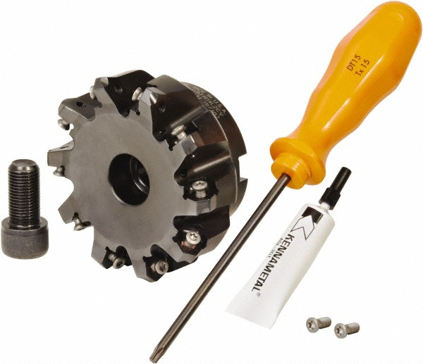 Kennametal 2" Cut Dia, 3/4" Arbor Hole, 3.23mm Max Depth of Cut, 45° Indexable Chamfer & Angle Face Mill - 4130430