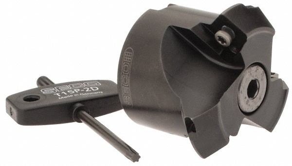 Seco 3.563" Cut Dia, 1" Arbor Hole, 0.63" Max Depth of Cut, 30° Indexable Chamfer & Angle Face Mill - 02670045