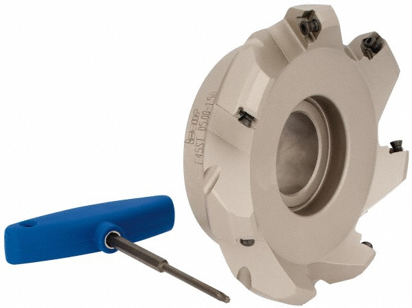 Iscar 5" Cut Dia, 1-1/2" Arbor Hole, 0.26" Max Depth of Cut, 45° Indexable Chamfer & Angle Face Mill - 3100390