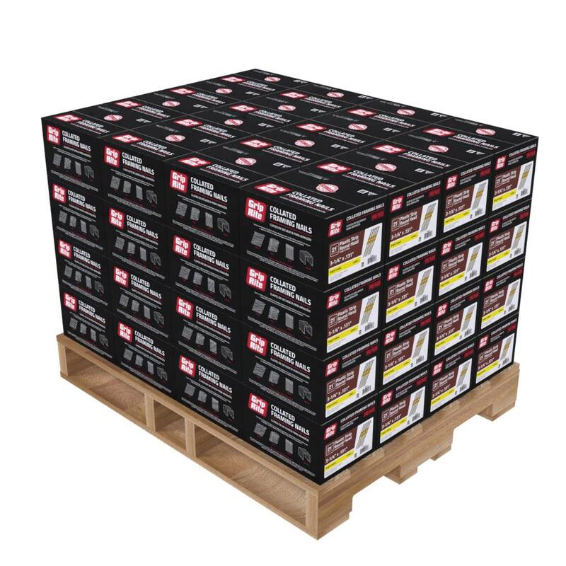Grip-Rite 3-1/4 in. x 0.131 in. 21° Plastic Collated Vinyl Coated Smooth Shank Framing Nails 4000 per Box, 48 per Pallet - GR024P