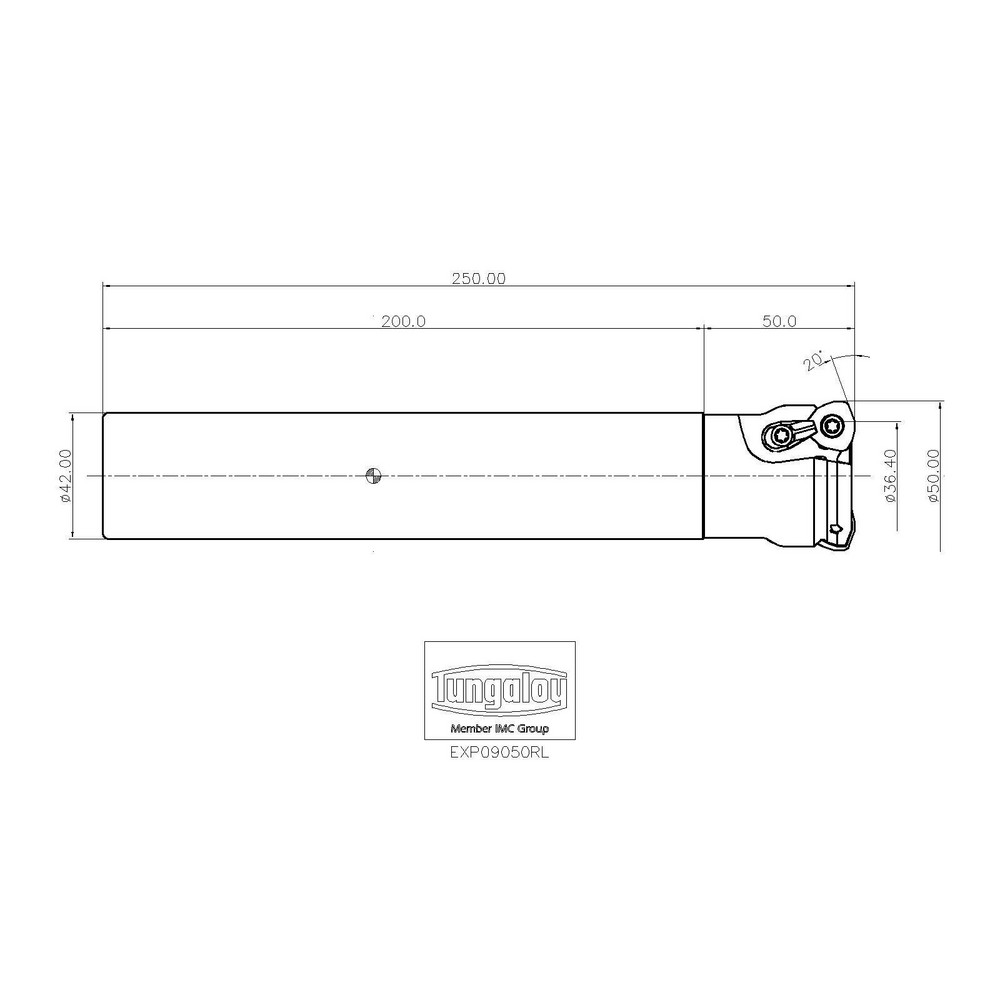 Tungaloy Indexable High-Feed End Mill: EXP09050RL, Cylindrical Shank - 6821844
