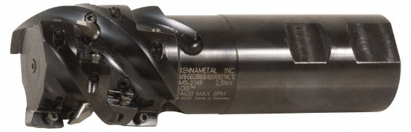 Kennametal Indexable Square-Shoulder End Mill: M1H40J3R65B32S90ED14C9, 40 mm Cut Dia, 40.8 mm Max Depth of Cut, 32 mm Dia Weldon Flat Shank - 3743034