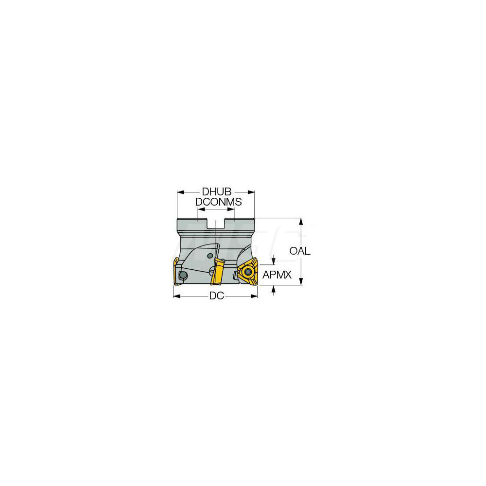 Iscar Indexable Square-Shoulder Face Mill:  HM390FTDD2.5051.015,  2-1/2'' Cut Dia,  1.0000" Arbor Hole Dia,  0.5120" Max Cutting Depth - 3106562