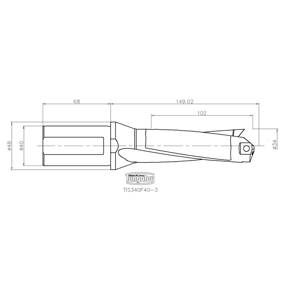 Tungaloy Indexable Ball Nose End Mill: 3/4" Cut Dia, 6.03" OAL - 6847422