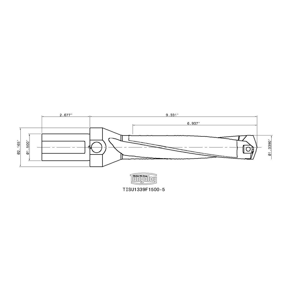 Tungaloy Indexable Ball Nose End Mill: 3/4" Cut Dia, 6.03" OAL - 6847422