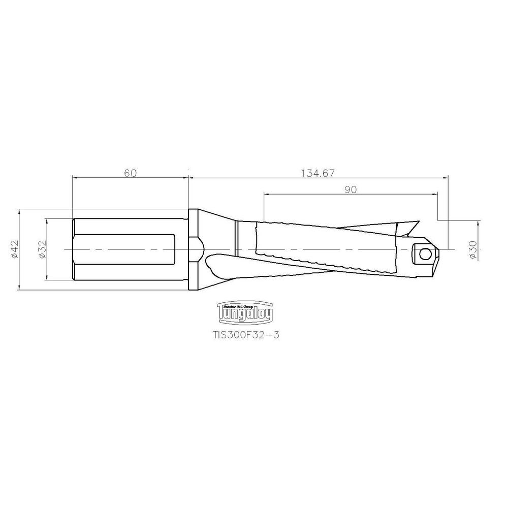 Tungaloy Indexable Ball Nose End Mill: 3/4" Cut Dia, 6.03" OAL - 6847422
